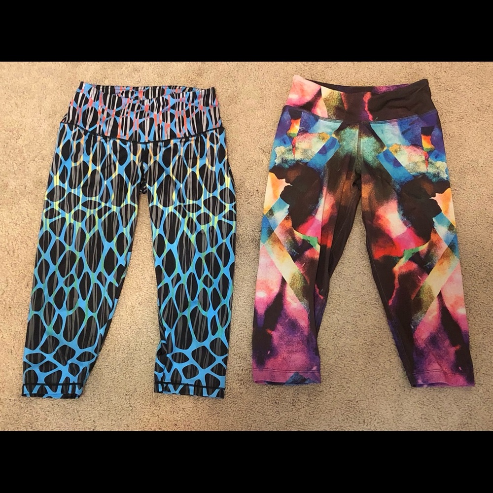 Two Cropped Leggings Small Colorful